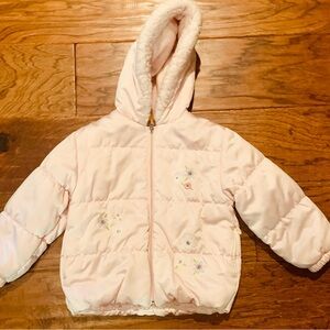 Rothschild Punk Puffer Toddler Girls Winter Coat Embroidered Flowers 4T